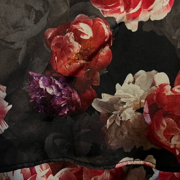 LPA black floral dress silky fall wedding guest holiday party cocktail - Picture 6 of 9